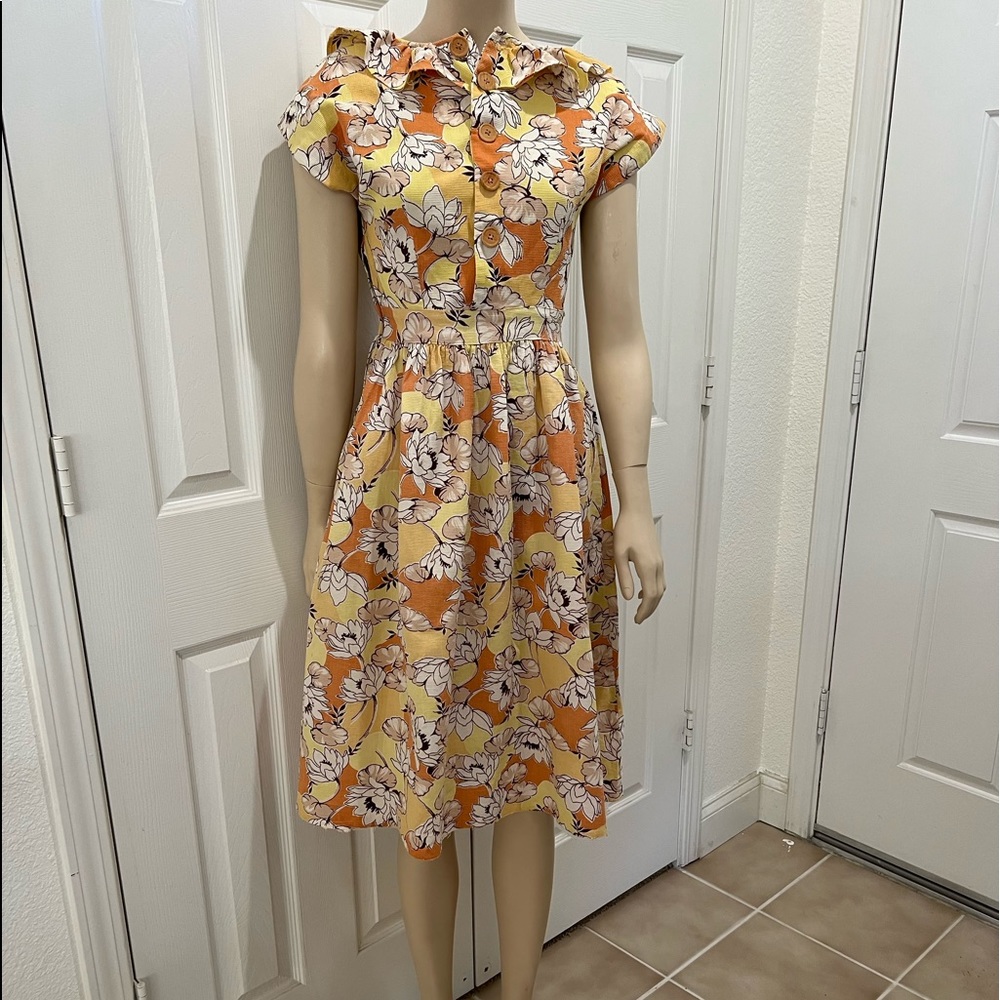 Vintage cotton dress brilliant colors size 2.